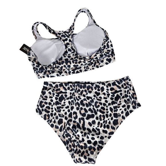 Aimage Womens Med High-Waisted Racerback Leopard Print Bikini Set Sexy Beach - Picture 3 of 8